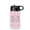 LaserGram Personalized Water Bottle, Tennis Rackets, Stainless Steel Double Wall Vacuum Insulated with Flip Top Straw, Custom Engraved Gift (12oz / 335ml Pink) view 1