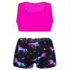 Agoky Kids Girls' Sports Bra Top and Booty Shorts Set Gymnastics Ballet Dance Sports Tracksuit or Swimwear Swimming Suit Dark Night Black 8-10 Years view 1