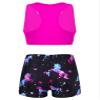 Agoky Kids Girls' Sports Bra Top and Booty Shorts Set Gymnastics Ballet Dance Sports Tracksuit or Swimwear Swimming Suit Dark Night Black 8-10 Years view 2