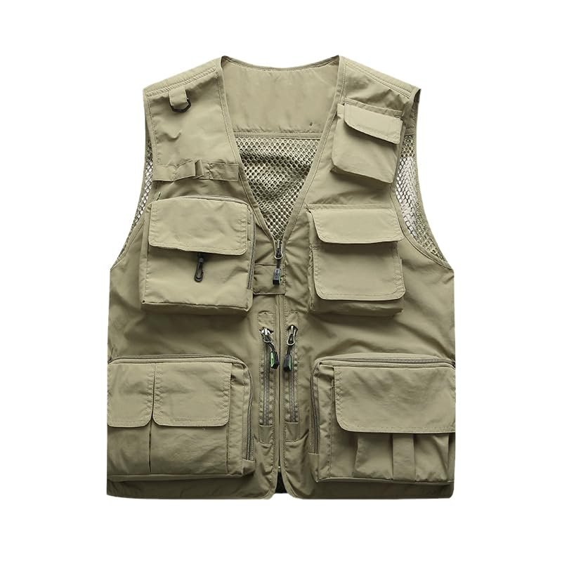 CJQJPNZ Leisure Waistcoat for Men, Quick-Dry and Suitable for Various Activities Khaki S