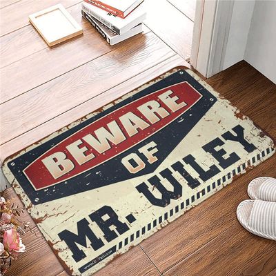 Door Mat Funny Outdoor Beware of Mr. Wiley Rug Bathroom Mat Set Doormat Indoor Entrance (Size : 65X90CM)