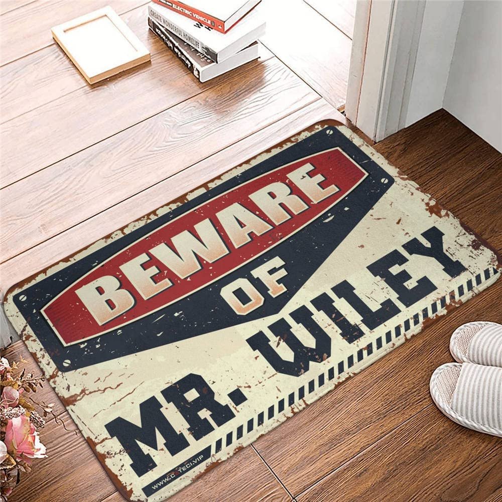Door Mat Funny Outdoor Beware of Mr. Wiley Rug Bathroom Mat Set Doormat Indoor Entrance (Size : 65X90CM)