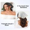 AWAYTR 3Pcs Hair Bandanas Head Kerchief for Women Girls Tie-Back Boho Hair Scarf Headband Bandana Triangle Head Scarf (Flower - White/Pink/Black) view 4