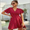 BOPOCO Dresses for Women Dress Women's Dress Polka Dot Knot Side Wrap -line Dress Dress (Color : Burgundy, Size : X-Small) view 4