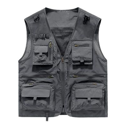 CJQJPNZ Tactical Hiking Vest for Men with Mesh and Multiple Pockets, Perfect for Fishing Deep gray9 L
