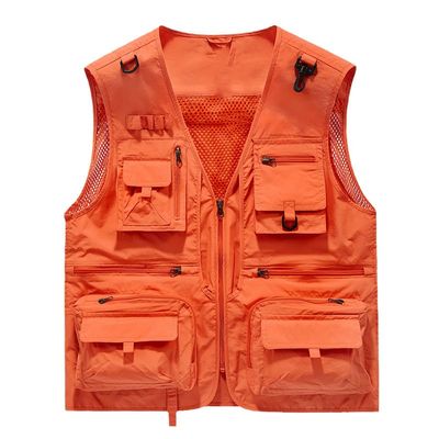 CJQJPNZ Tactical Hiking Vest for Men with Mesh and Multiple Pockets, Perfect for Fishing Orange XL