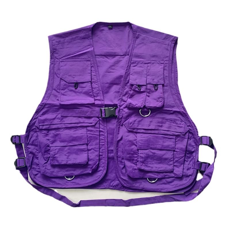 CJQJPNZ Tactical Vest for Fishing, Camping, and Traveling, Suitable for Men and Women Purple S