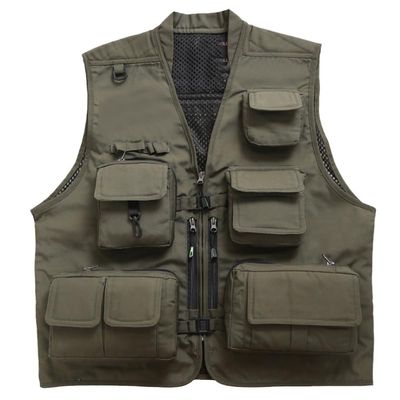CJQJPNZ Multi-Pocket Fishing Vest for Outdoor Photography and Fishing army EN8 XS