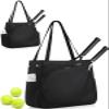 CHICECO Tennis Tote Bag for Women, Large Tennis Racket Bag, tennis bag 2 rackets,Pickleball Bag,Padel Bag,Black (Black) view 1