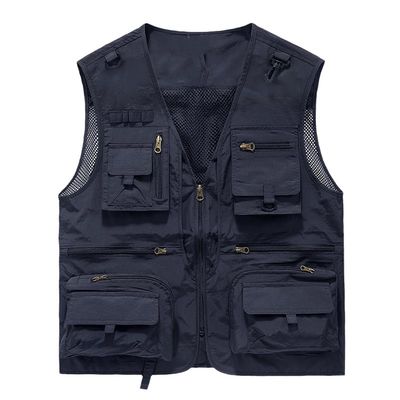 CJQJPNZ Tactical Hiking Vest for Men with Mesh and Multiple Pockets, Perfect for Fishing Blue 4XL