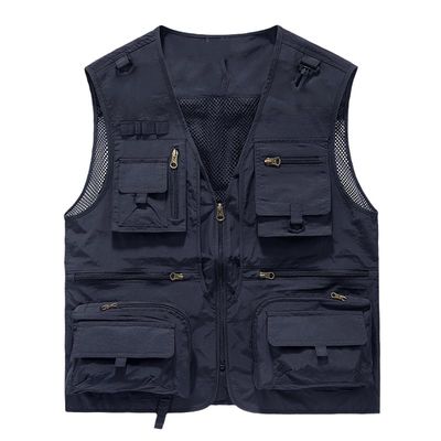 CJQJPNZ Tactical Hiking Vest for Men with Mesh and Multiple Pockets, Perfect for Fishing Blue 3XL