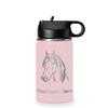 LaserGram Personalized Water Bottle, Horse Head 1, Stainless Steel Double Wall Vacuum Insulated with Flip Top Straw, Custom Engraved Gift (12oz / 335ml Pink) view 1