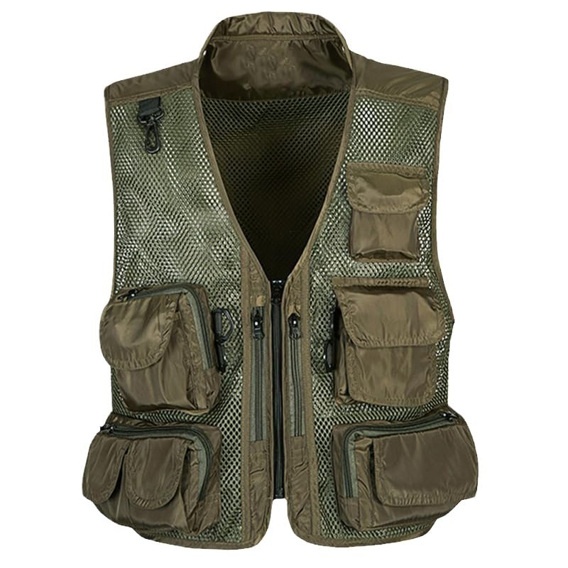 CJQJPNZ Camo Vest for Outdoor Hunting, Fishing, and Photography Zipper-ArmyEN8 L