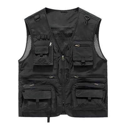 CJQJPNZ Tactical Hiking Vest for Men with Mesh and Multiple Pockets, Perfect for Fishing Black 3XL