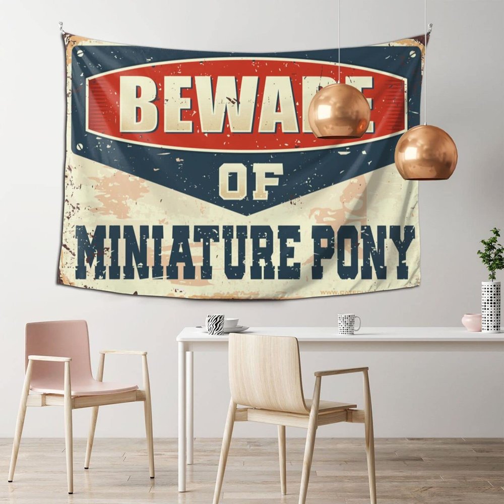 Abipuir Outdoor Bar Accessories Decor Beware Of Miniature Pony Tapestry Stuff For Boys Room Tapestry Funny (Size : 100X150CM)