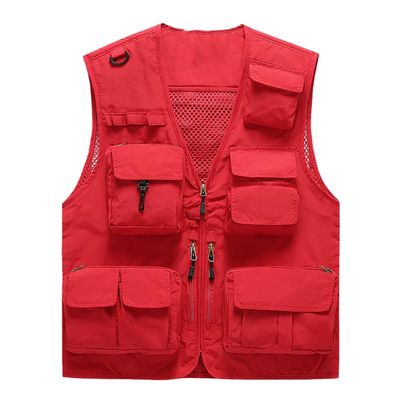 CJQJPNZ Tactical Hiking Vest with Mesh and Multiple Pockets for Men, Ideal for Photography Red 3XL