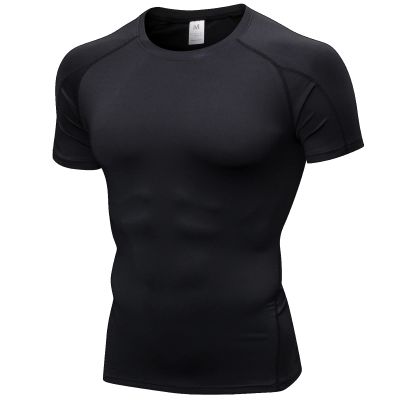 Black Compression Shirts for Men Short Sleeve Cool Dry Workout Gym T-Shirt Running Tops Basketball Tights Undershirts