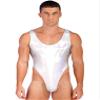 easyforever Men's Sexy One Piece Bikini Swimsuits Metallic High Cut Thong Leotard Underwear Silver Large view 1