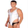 easyforever Men's Sexy One Piece Bikini Swimsuits Metallic High Cut Thong Leotard Underwear Silver Large view 2