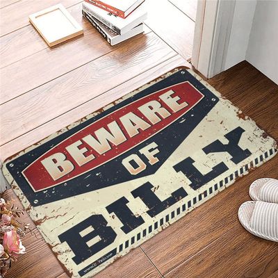 Dsoluuing Outdoor Mats for Front Door Beware of Billy Rug Personalized Welcome Mat Funny Gifts for Boss (Size : 65X90CM)