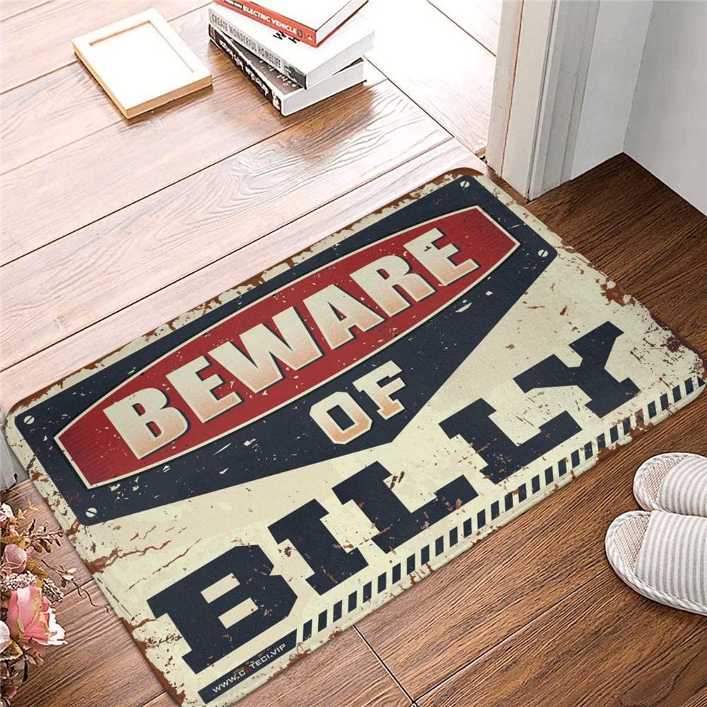 Dsoluuing Outdoor Mats for Front Door Beware of Billy Rug Personalized Welcome Mat Funny Gifts for Boss (Size : 65X90CM)