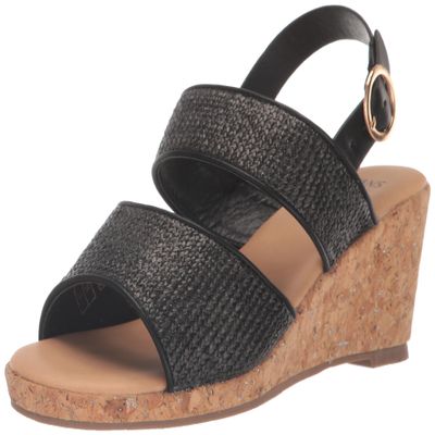 EVANS Women's Extra Wide FIT Milly Wedge, Black, 8
