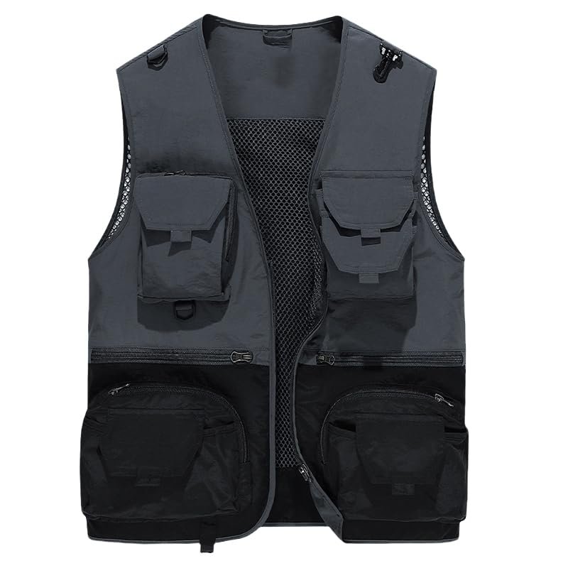 CJQJPNZ Color Matching Vest for Men, Waterproof and Tactical 8829 Deep gray9 XL