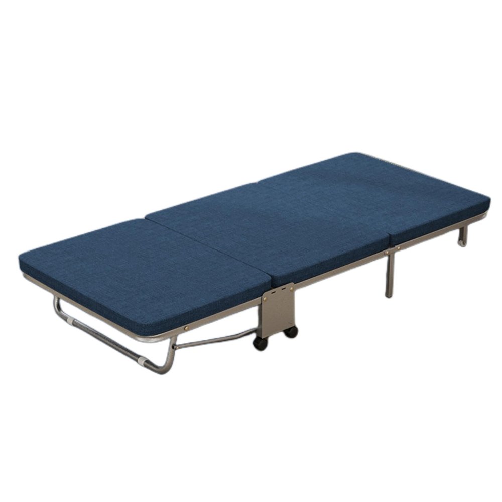 Lightweight Camping Cot with Mattress for Adults - Portable Folding Sleeping Cot - Office Bed with Wheels for Office Rest, Accompany, Take A Nap, and Sleep (Blue,23.62"X70.87"X9.45")