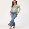 Allegra K Halloween Metallic Shirts for Women's Sparkly Disco Party Shiny Tops Small Silver view 4