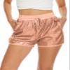 PESION Sequin Rave Glitter Shorts for Women - High Elastic Waist, Straight Leg, Solid Glitter Party Clubwear Night-Out Shorts, Champagne, XX-Large view 1