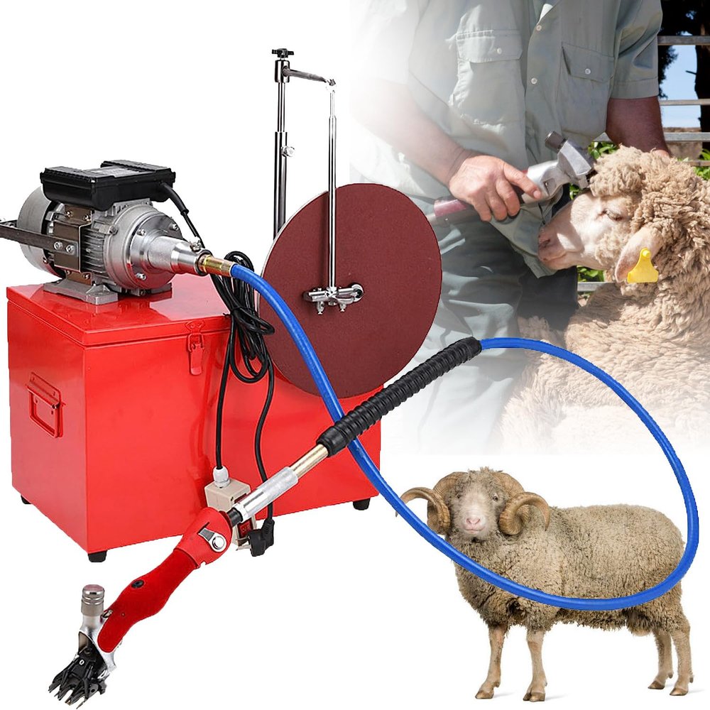 550W Electric Sheep Clipper Grinder Blade Sharpener Machine Goat Sheep Shearing Clipper Goat Shears Scissors, Diameter Thick Aluminum Grinding Disc for Sheep Cattle Farm,13straightblade