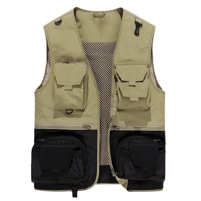 CJQJPNZ Color Matching Vest for Men, Waterproof and Tactical 8829 Khaki XS