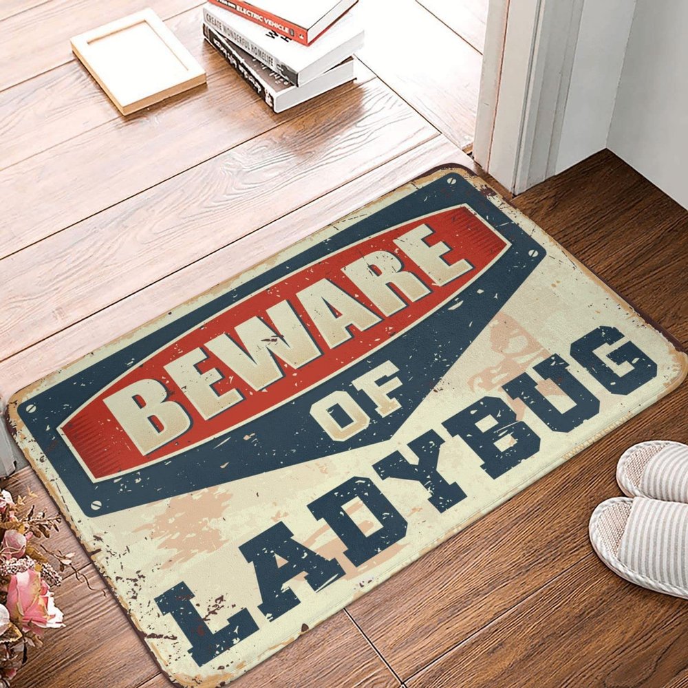 Door Mat Funny Outdoor Beware of Ladybug Rug Bathroom Mat Set Doormat Indoor Entrance (Size : 50X80CM)
