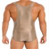 Linjinx Sissy Men's Sleeveless High Cut Thong Bodysuit Leotard Crossdresser One Piece Nightwear Brown Medium view 2