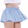 EXARUS 3 Pack Girls Shorts Butterfly Flowy Athletic Skort Dance Cheer Outfits Teen Running Skirts Preppy Tennis 2 in 1 Flutter Gym Kids Tween Clothes Blue Pink Green 8Y view 2