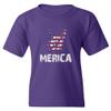 Merica USA 4th of July Patriotic Independence Day Youth Unisex T-Shirt (Purple, Youth Small) view 1