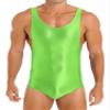 Linjinx Sissy Men's Sleeveless High Cut Thong Bodysuit Leotard Crossdresser One Piece Nightwear Green X-Large view 1