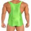 Linjinx Sissy Men's Sleeveless High Cut Thong Bodysuit Leotard Crossdresser One Piece Nightwear Green X-Large view 2