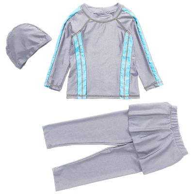 Girls Swimwear Conservative Swimwear Kids Muslim Full Cover Girls Moderate Summer 4 Year Old Girl (Grey, 2-3Years)