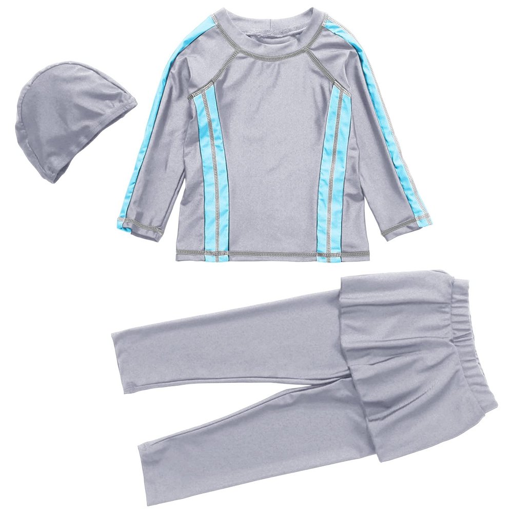 Girls Swimwear Conservative Swimwear Kids Muslim Full Cover Girls Moderate Summer 4 Year Old Girl (Grey, 2-3Years)