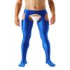 Miutii Men's Hollow Out Glossy Opaque Tights Leggings Yoga Running Sports Workout Compression Pants Blue X-Large view 2