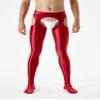 Miutii Men's Hollow Out Glossy Opaque Tights Leggings Yoga Running Sports Workout Compression Pants Red Large view 3