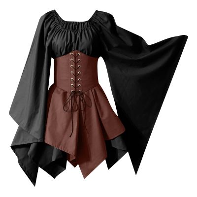 Cdiecer Halloween Cocktail Dress Women Retro Witch Fairy Dress Victorian Dress Goth Steampunk Dress Vintage Medieval Dresses