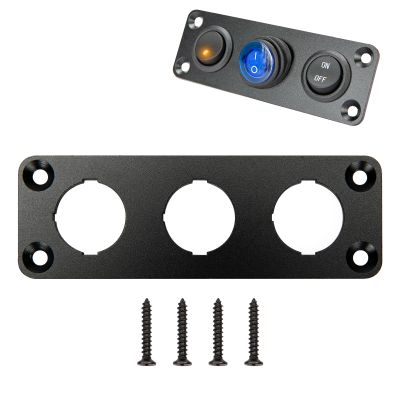 SDAQGE Switch Panel, Round 12 Volt Marine Switch Panel Aluminum Waterproof Rocker Switch Panel for Car Truck Marine Boat Rv Vehicle (3 Way)