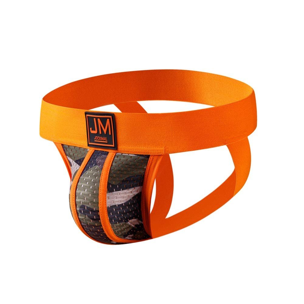 JOCKMAIL Mens Jock Straps Underwear Mens Thongs Wide Belt Mesh Mens Briefs Mens Cotton Underwear (as1, alpha, l, regular, regular, Orange)