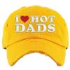 I Love Heart Hot Dads Hat Adjustable Dad Hat Vintage Distressed Cap (Gold) view 1
