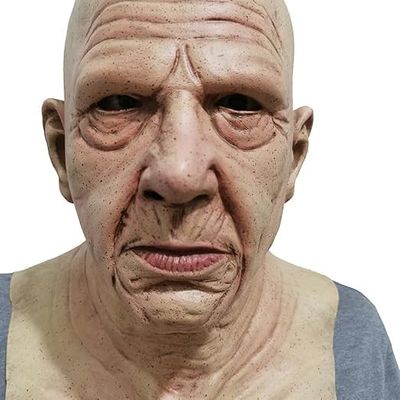 Kapihi Halloween Mask Realistic Old Man Mask Creepy Human Latex Mask,Scary Wrinkle Halloween Cosplay Costume Mask Party Props (J)