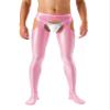 Miutii Men's Hollow Out Glossy Opaque Tights Leggings Yoga Running Sports Workout Compression Pants Pink X-Large view 2