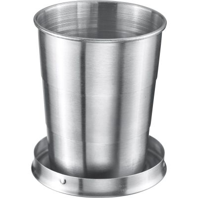 Westmark Cup Revivo Practical Outdoor Camping Mug, Ideal for hot and Cold Drinks, Foldable Mug with Hook for Hanging 150ml, Stainless Steel