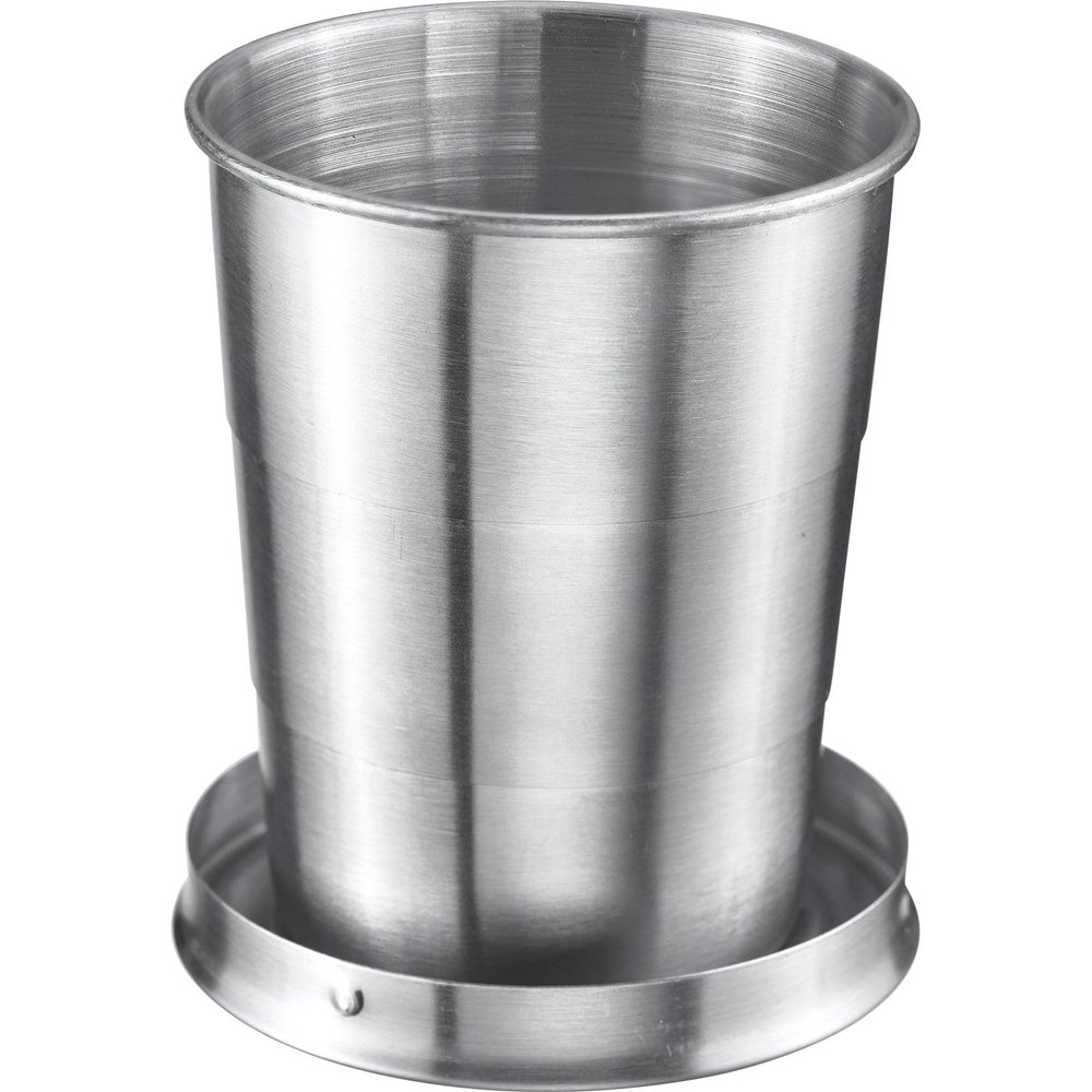 Westmark Cup Revivo Practical Outdoor Camping Mug, Ideal for hot and Cold Drinks, Foldable Mug with Hook for Hanging 150ml, Stainless Steel